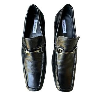 Steve Madden Evade Dress Shoes Men's Size 11 Black Leather Slip-On Loafers